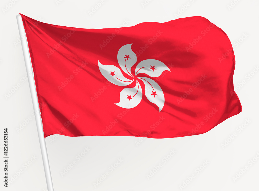 Waving Hong Kong flag, national symbol graphic Waving Hong Kong flag, national symbol graphic