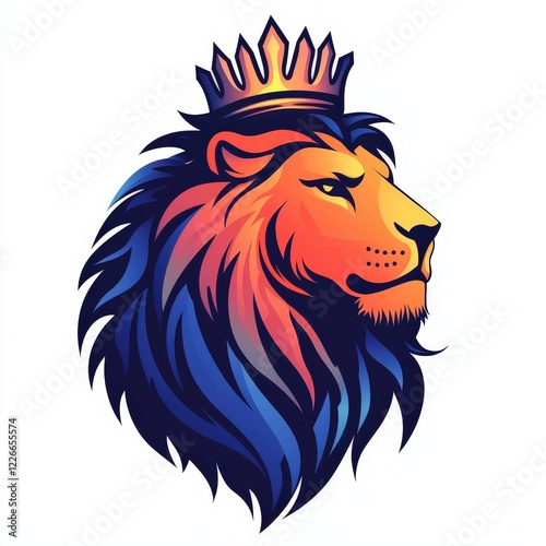 Wallpaper Mural Design of lion head with crown icon logo illustration isolated on white background Torontodigital.ca