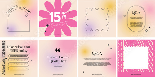 Creative, playful and Colorful Fashion Sale Social Media Post Template. Fun and Attractive Feminine Background for Brochures, Flyers, Banners, and More. Vector Set Collection for Promotions.