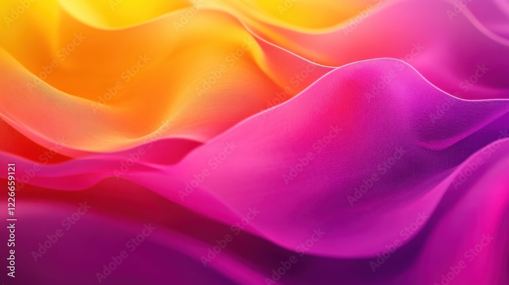 Obraz premium Bold fluid gradient of magenta and yellow with dynamic wave patterns, offering a vibrant backdrop for business banners.