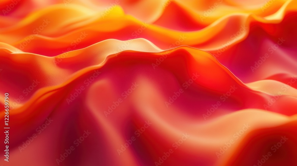 Obraz premium Bold fluid gradient of orange and deep red with soft, blurred waveforms, ideal for vibrant marketing banners.