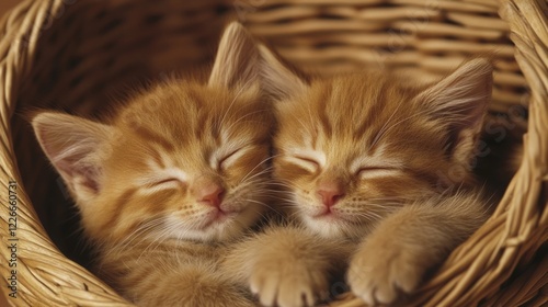 Cute and Cozy Kittens Sleeping Together in a Woven Basket
