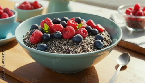 muesli with berries photo