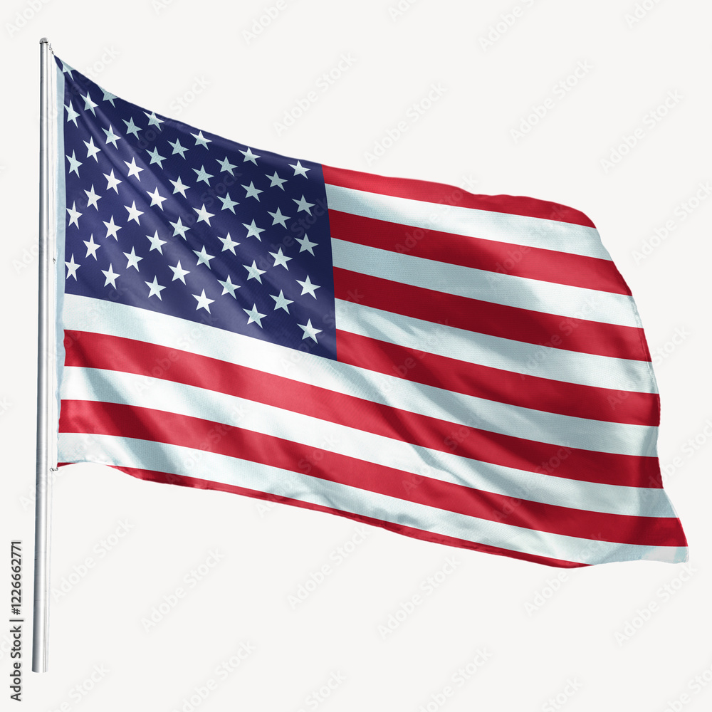 Fototapeta premium Waving United States, US flag, national symbol graphic