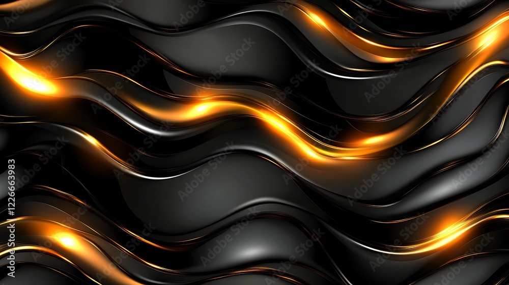 Obraz premium Abstract Black And Gold Wavy Design Background
