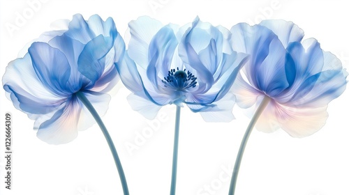 Vivid blue blooms in dreamy detail, radiating surreal beauty and tranquility.