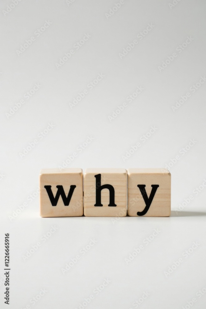 Wooden blocks spelling out the word why, a simple yet profound question on a plain background Wooden blocks spelling out the word why, a simple yet profound question on a plain background