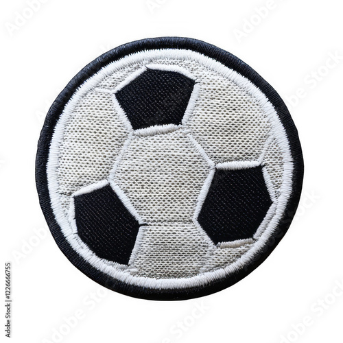  Isolated Embroidered Soccer Ball Patch. Transparent PNG.
