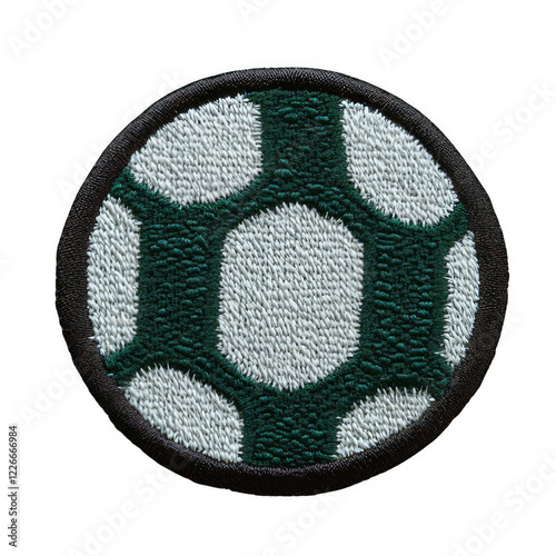  Isolated Embroidered Soccer Ball Patch. Transparent PNG.
