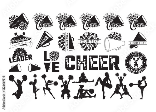 cheerleader vector, cheerleader clipart, cheerleader silhouette