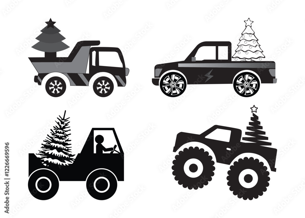 Naklejka premium Chritmas LKW vector, Chritmas LKW clipart, Chritmas LKW silhouette