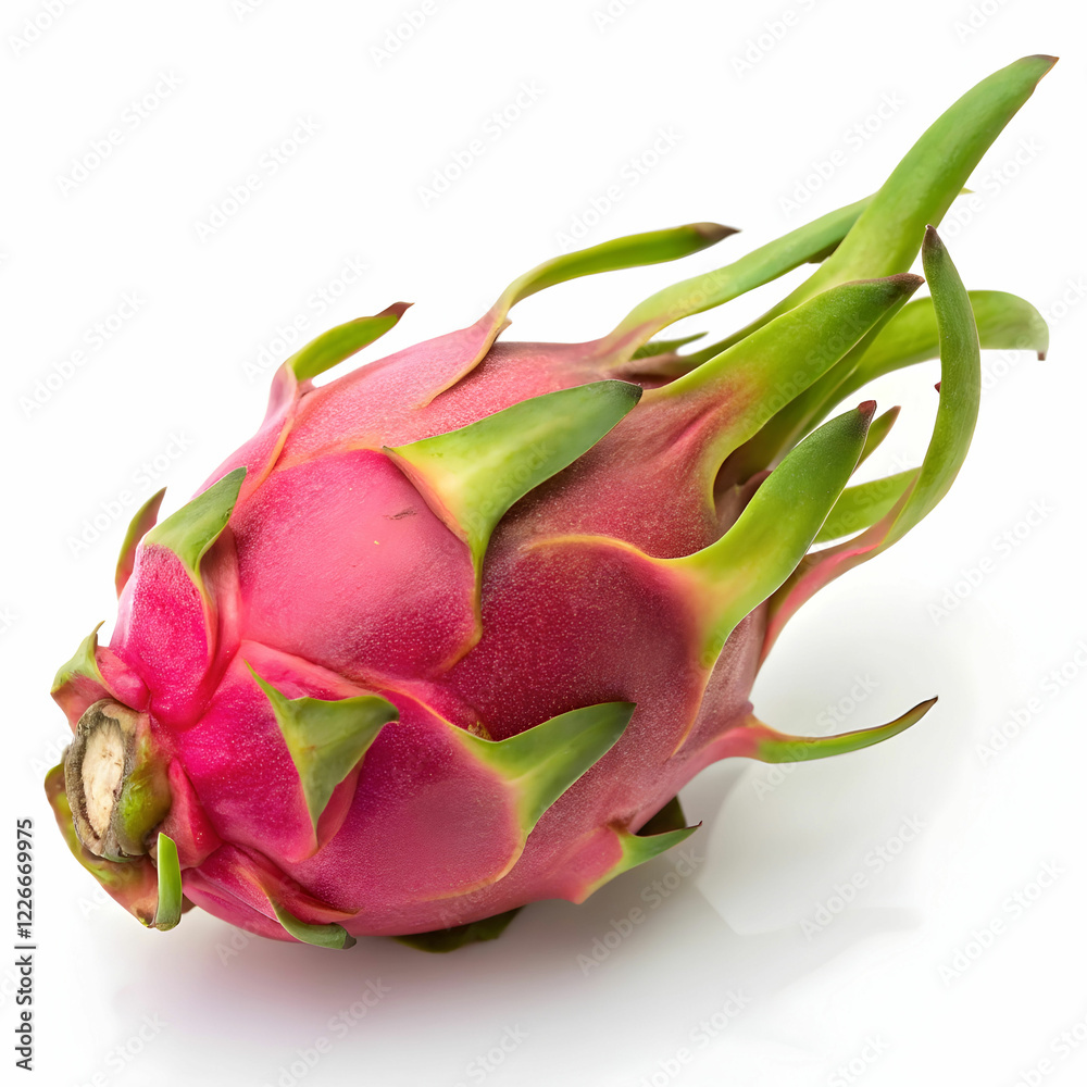 Fototapeta premium Fresh and Vibrant: Dragon Fruit Isolated on a White Background