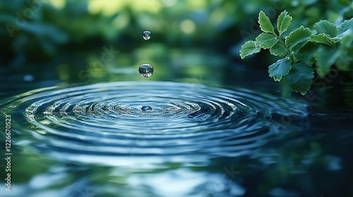A calm water surface with ripples and room for text promotes wellness, eco-conscious products, and organic skincare.