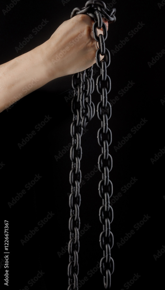 A heavy iron chain. A chain stretching into the distance. A heavy iron chain. A chain stretching into the distance.