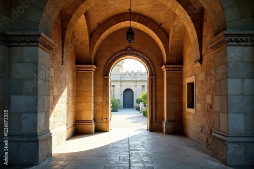 Entrance to Gremi Castle with a grandiose entranceway, historic, arches, entrance