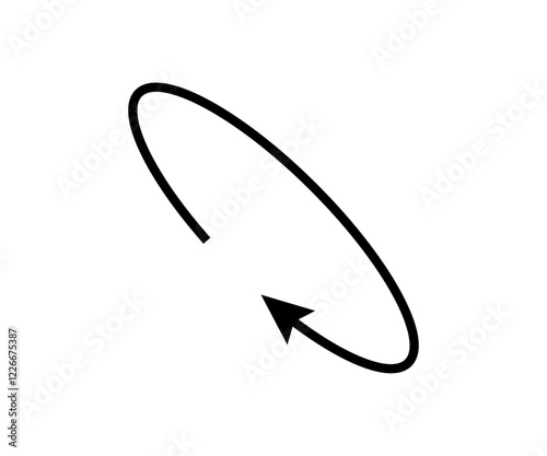 Oval circle rotate arrow icon. Ellipse orbit line arrow symbol. Oval circumference sign. Vector illustration isolated on white background.