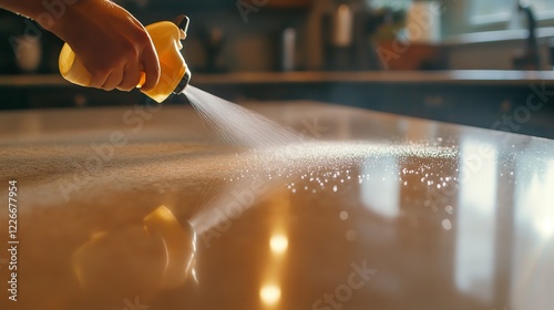 Realistic Image of Spraying Liquid on Surface