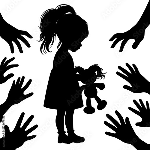 silhouette of a girl and domestic violence