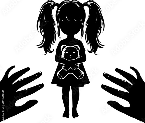 silhouette of a girl and domestic violence