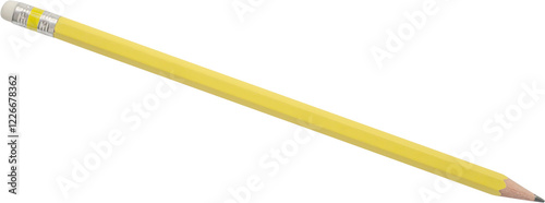 Yellow pencil isolated on white background close up