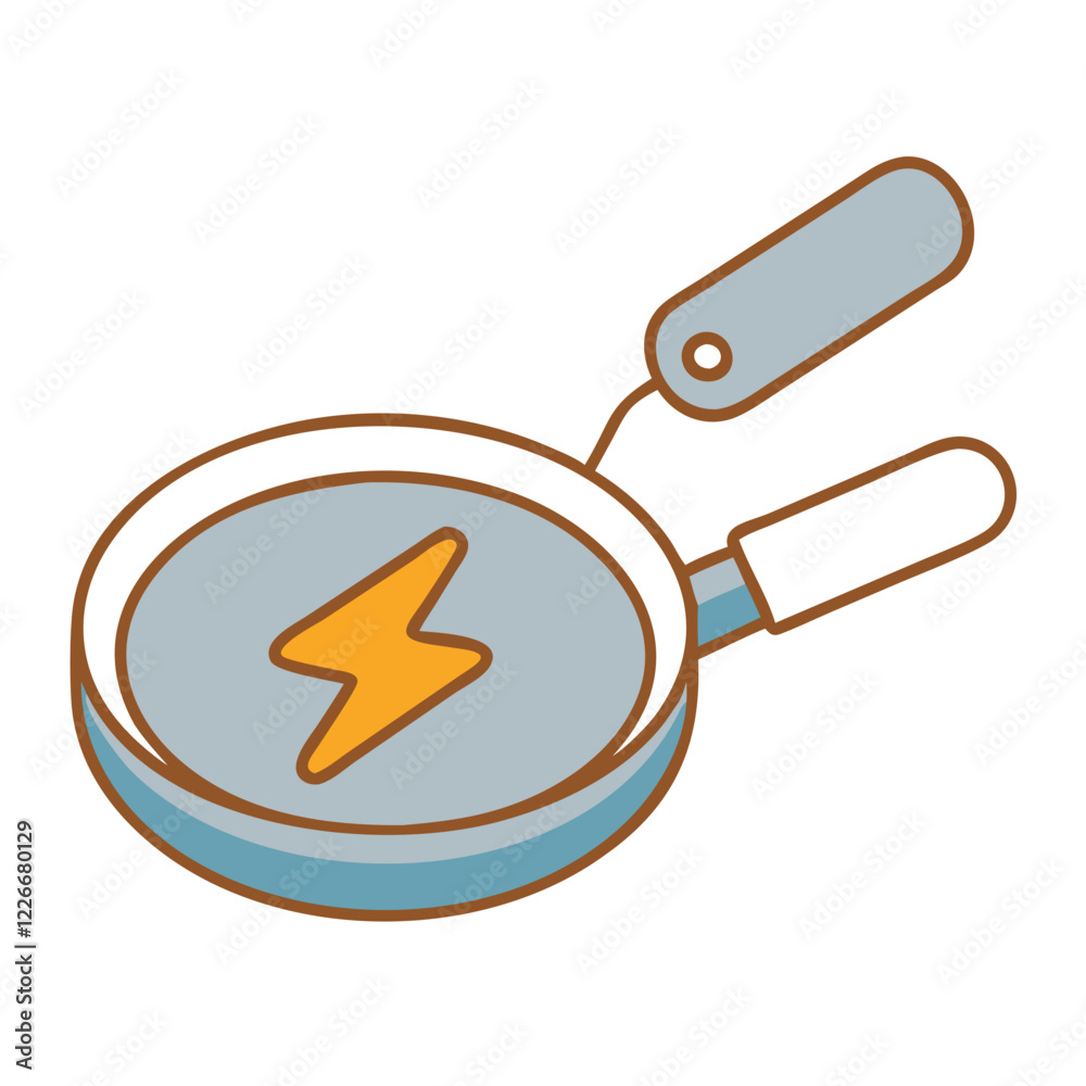 Electric Skillet icon with lightning symbol Electric Skillet icon with lightning symbol