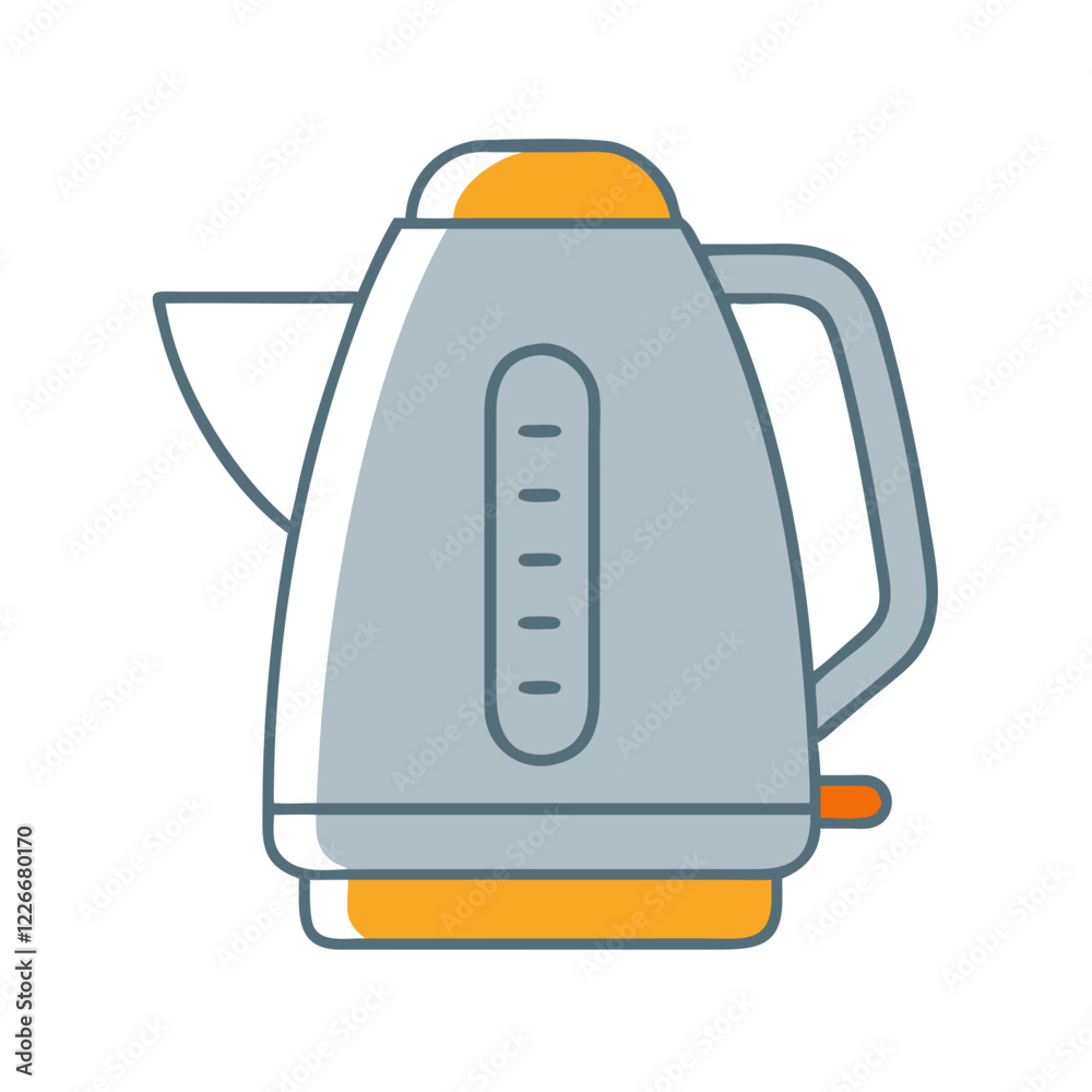 Electric Kettle graphic illustration on white background