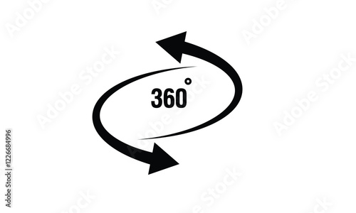 360 degrees arrow, rotate around set icon. Circle signs vertical, horizontal and diagonal view with arrows rotation to 360 degrees. Virtual reality. Rotate cycle, circular moving symbol. Vector