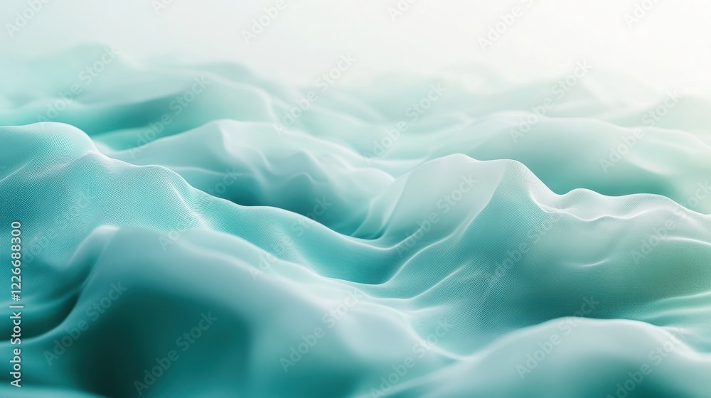 Obraz premium Smooth gradient of pastel green and blue with soft fluid waveforms, ideal for elegant business banners.