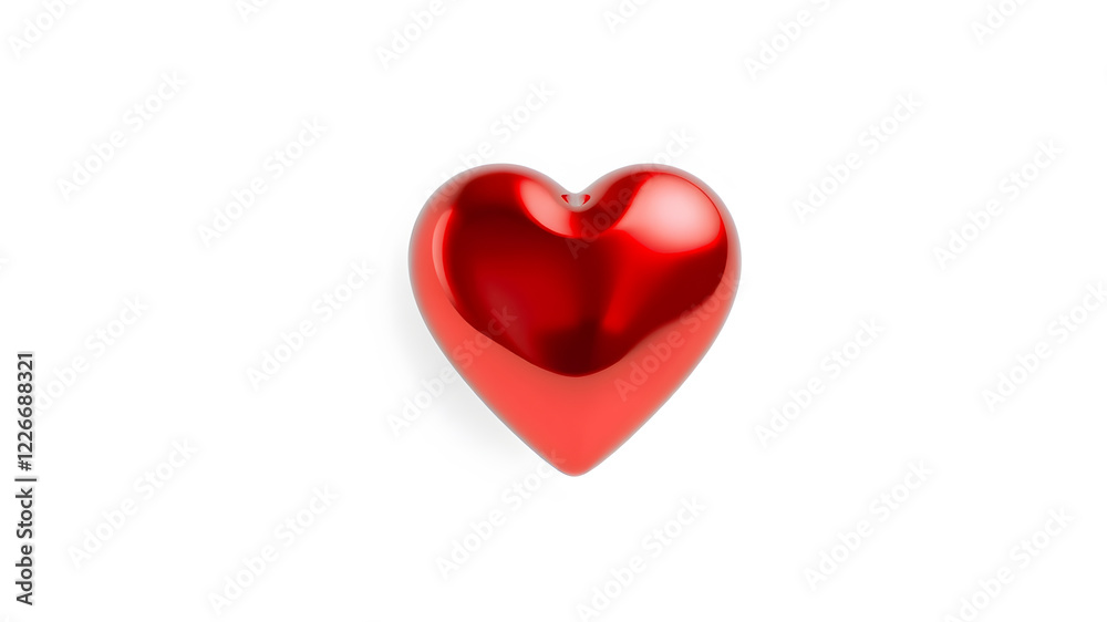 Metallic red 3d heart illustration on white background. Generative AI Metallic red 3d heart illustration on white background. Generative AI