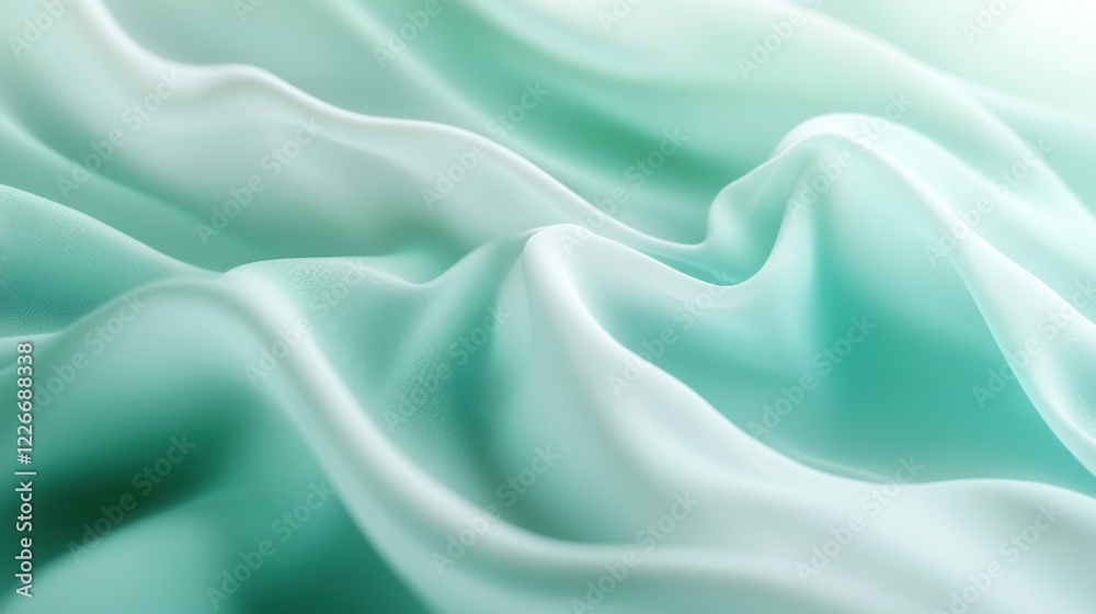 Fototapeta premium Smooth gradient of pastel green and blue with soft fluid waveforms, ideal for elegant business banners.