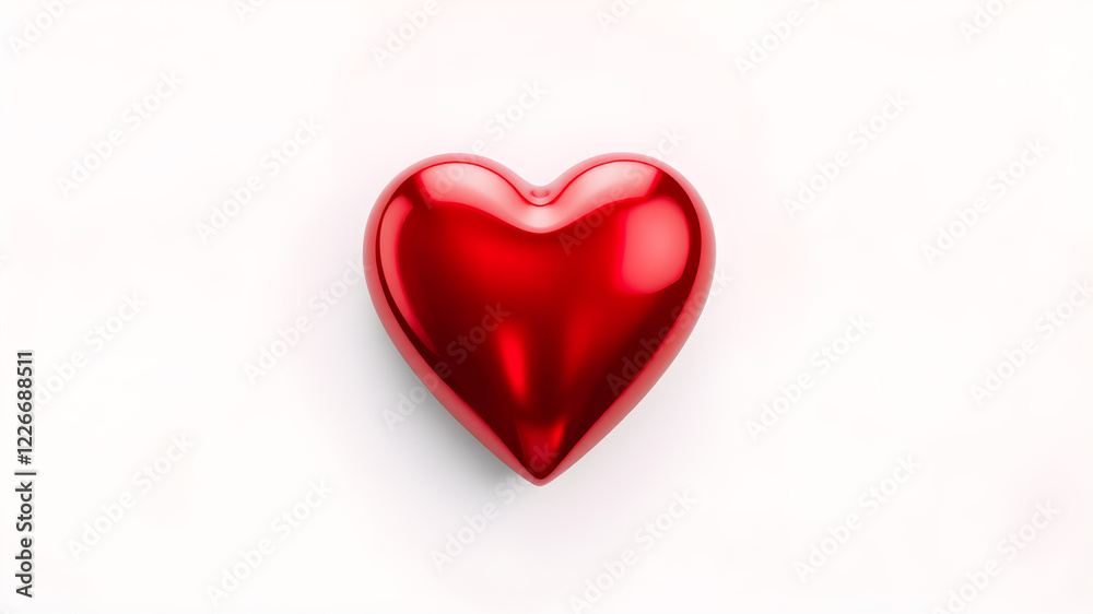 Obraz premium Metallic red 3d heart illustration on white background. Generative AI