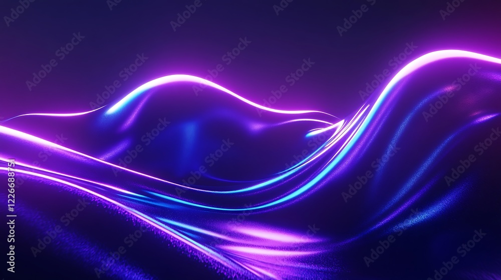 Naklejka premium Abstract Purple and Blue Neon Wave Forms