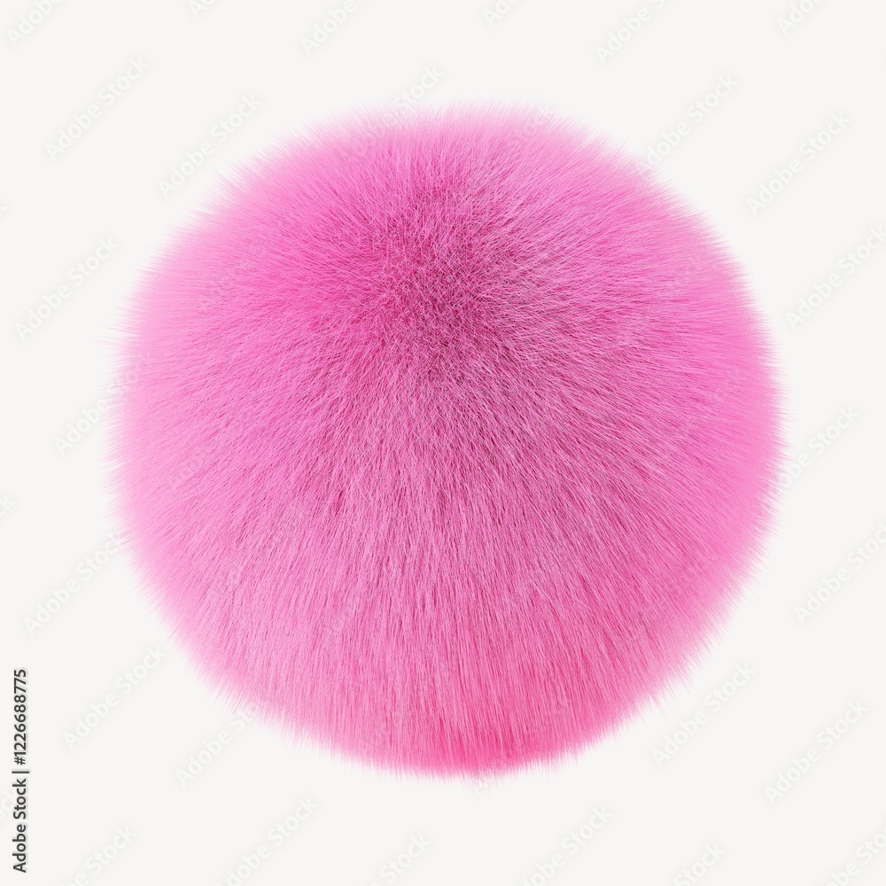 Pink fluffy ball, 3D rendering design Pink fluffy ball, 3D rendering design