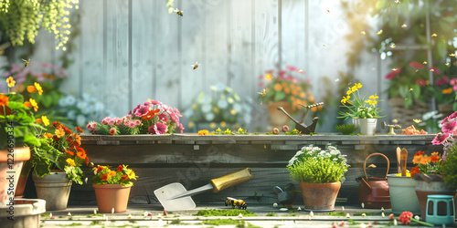 Metal Garden Trowel With Wooden Handle photo