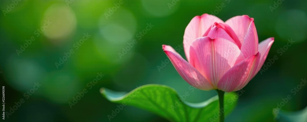 Delicate petals unfolding on a lush green stem, botanical, floral Delicate petals unfolding on a lush green stem, botanical, floral