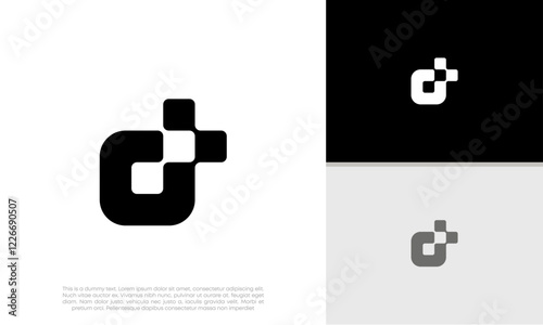 Innovative high tech logo template. Smart computer. machine learning. Technology Logo.	Initials D logo design.