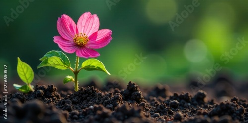 Flor de muerto con otros cultivos en el suelo, crecimiento, vegetaci?n, simbolismo photo