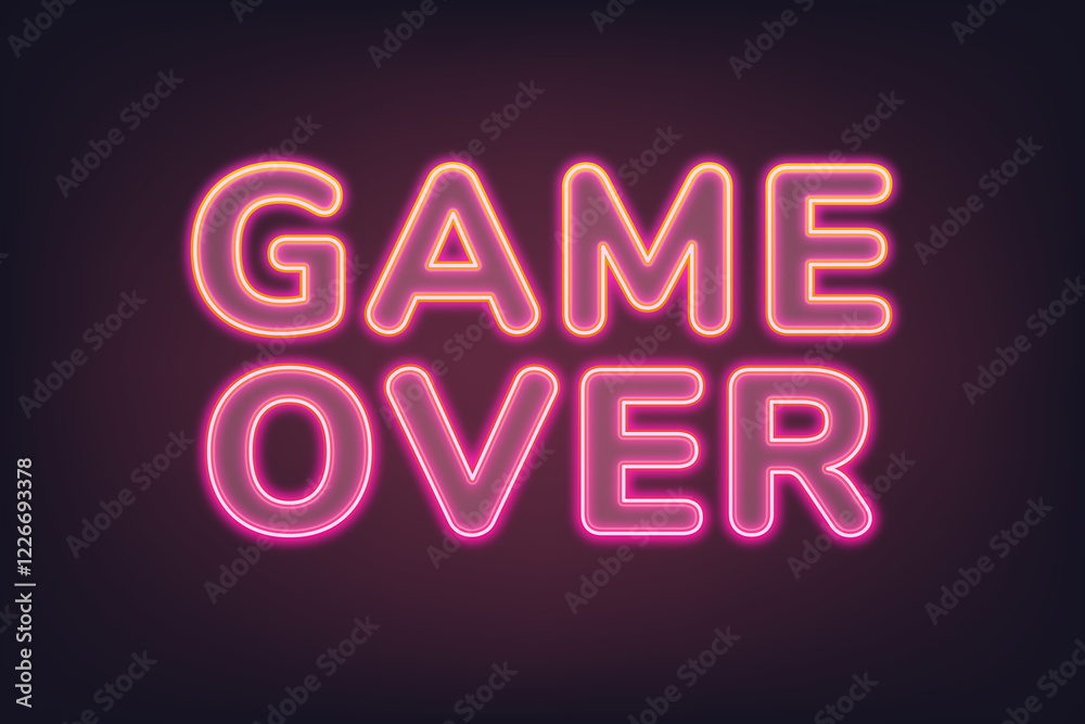 Fototapeta premium Game over pink neon illustration