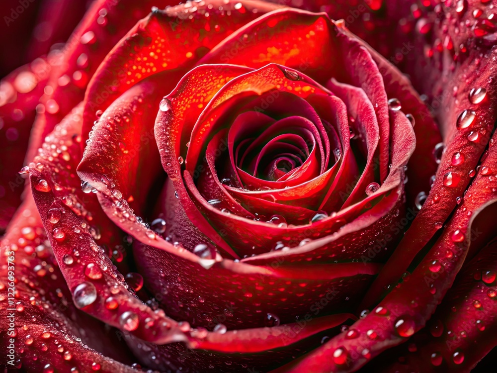 Aerial Photography Red Rose Water Drops Closeup Aerial Photography Red Rose Water Drops Closeup