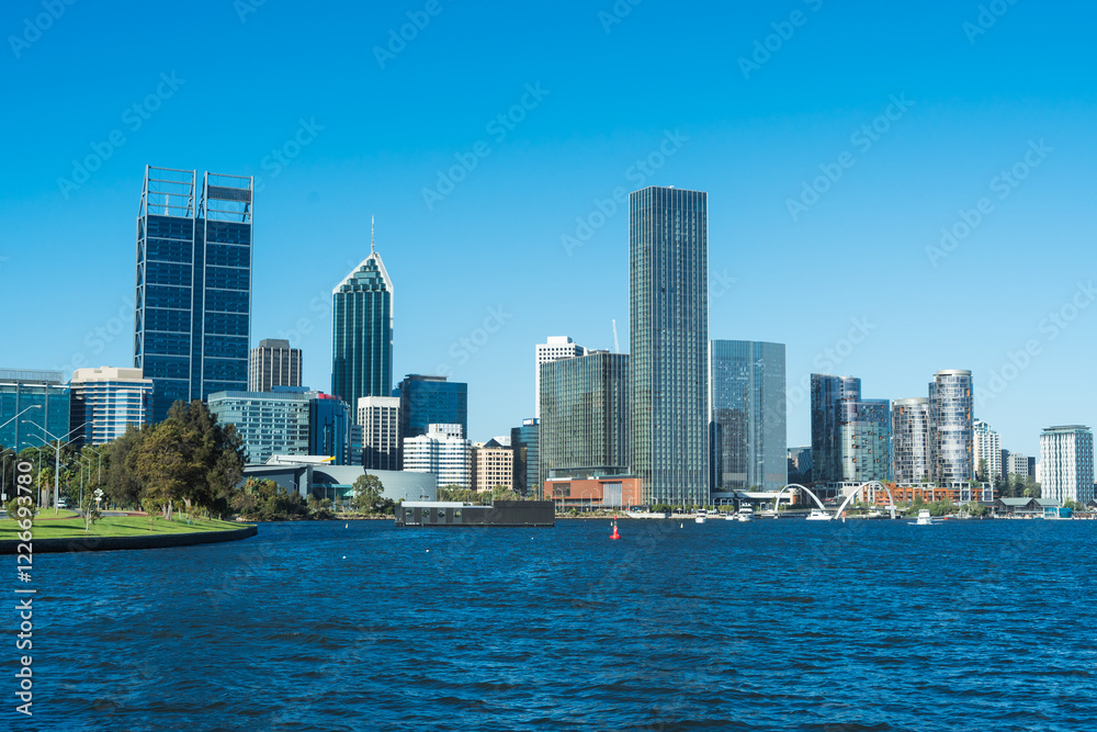 City skyline on the Swan River in Perth, Western Australia City skyline on the Swan River in Perth, Western Australia