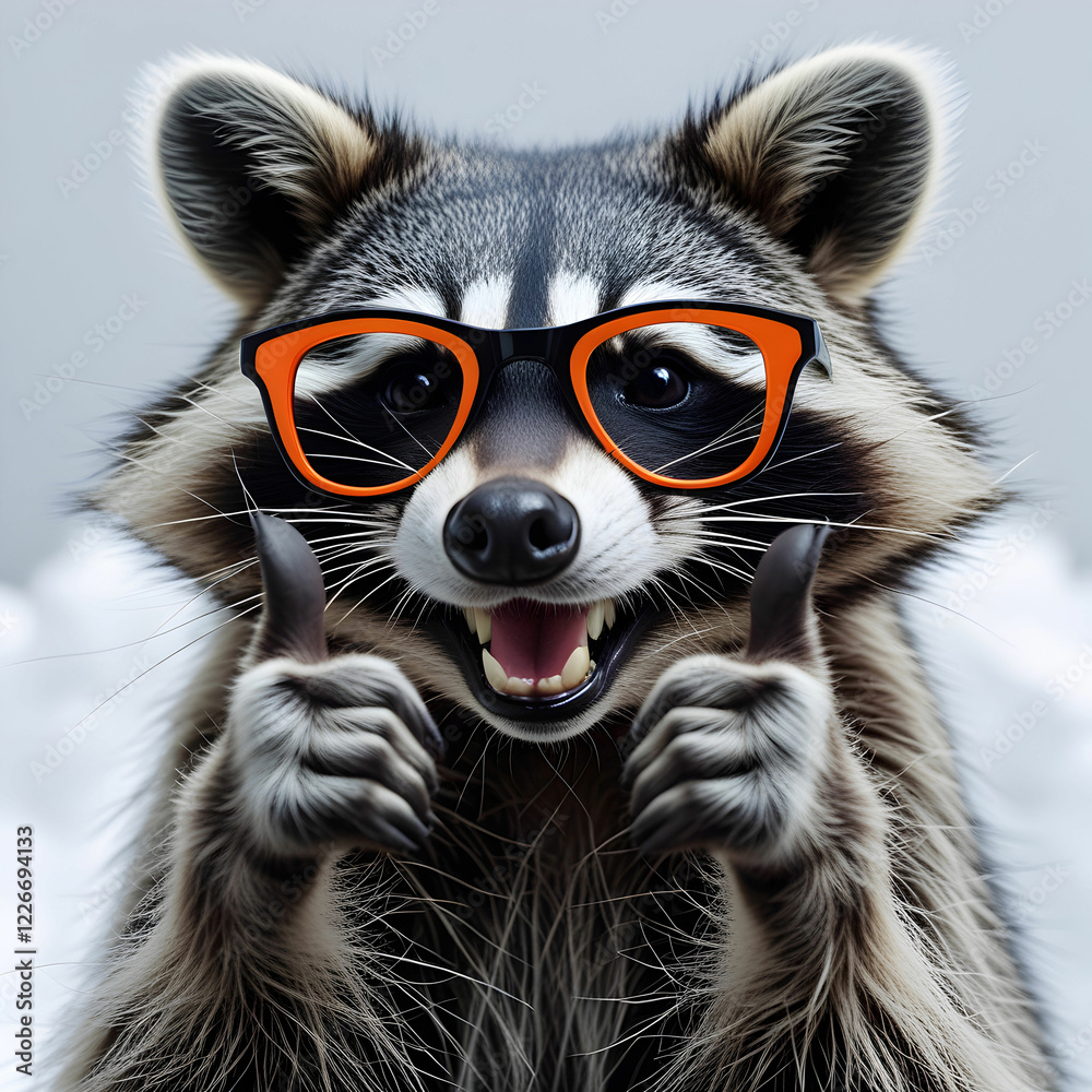 Obraz premium Cool Attitude: Funny Raccoon in Sunglasses Striking a Playful Pose