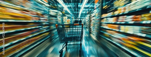 Supermarket Shopping Cart Speed Blur Abstract
