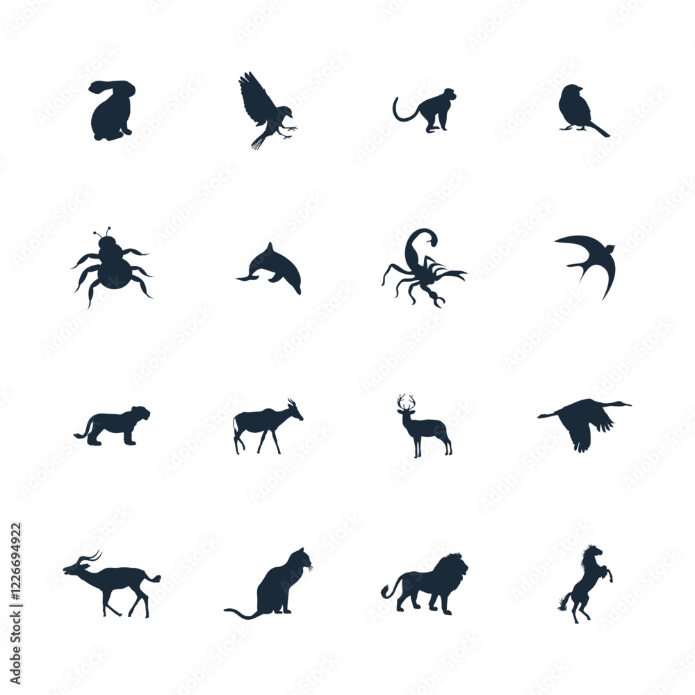 Animals silhouette vector illustration on white background
Animals silhouette vector illustration on white background
