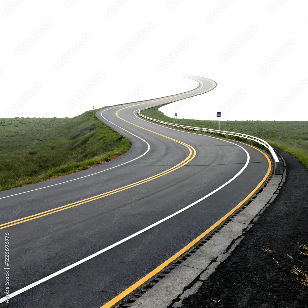 Obraz premium Endless Journey: Winding Two-Lane Road Vanishing into the Distance