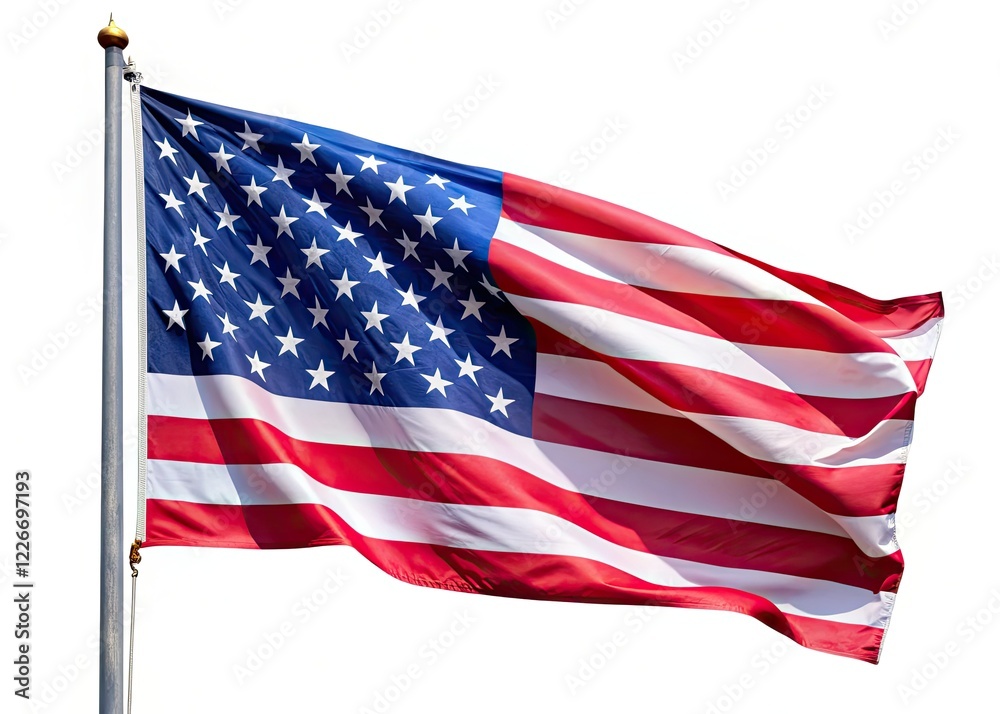 Fototapeta premium American Flag Isolated White Background, Copy Space
