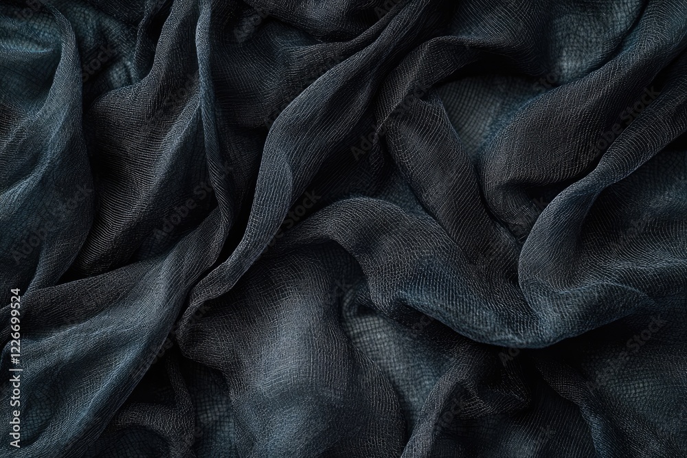 Fototapeta premium Dark Draped Fabric Texture: Abstract, Elegant, and Textured