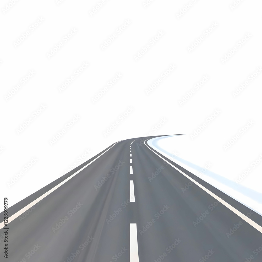 Fototapeta premium Endless Journey: Winding Two-Lane Road Vanishing into the Distance