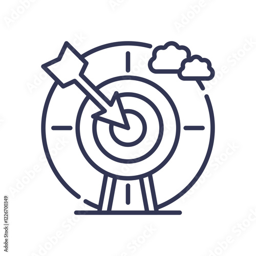 Arrow hitting target symbolizes achieving KPIs and goals.