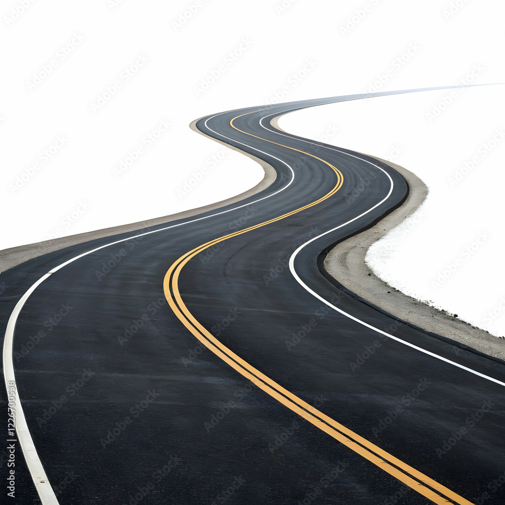 Obraz premium Endless Journey: Winding Two-Lane Road Vanishing into the Distance