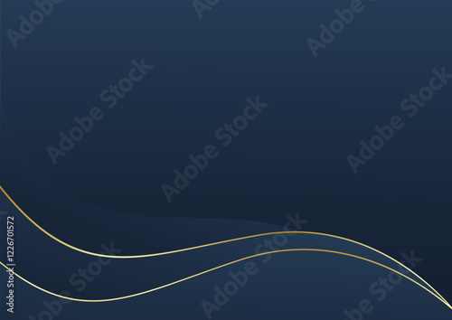 Simple navy blue gradient vector background and gold lines